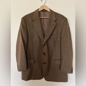 Todays Man Mens 44R Blazer Suit Sport Coat Brown Italian Cashmere Wool Formal